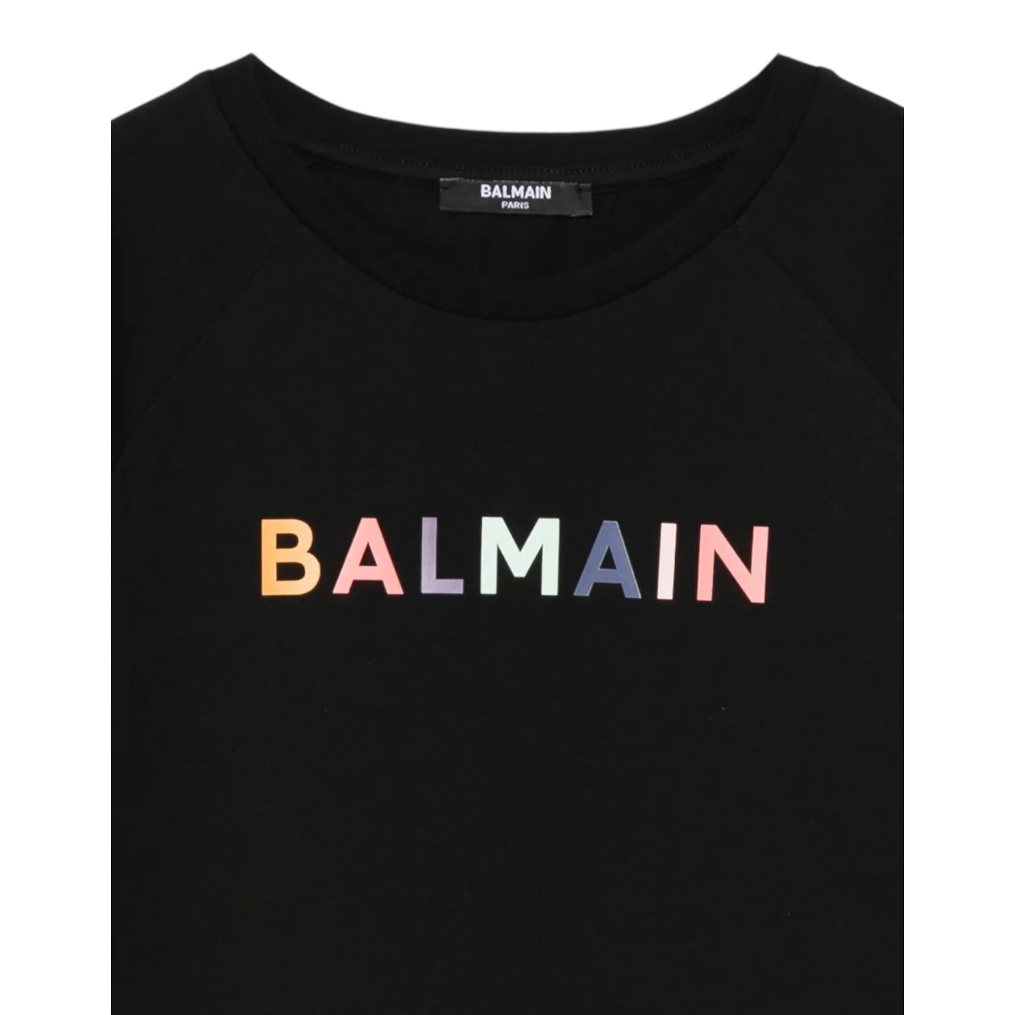 Balmain T-Shirt tinta unita con Stampa Nero per Bambino BX8R31 NERO BALMAIN 