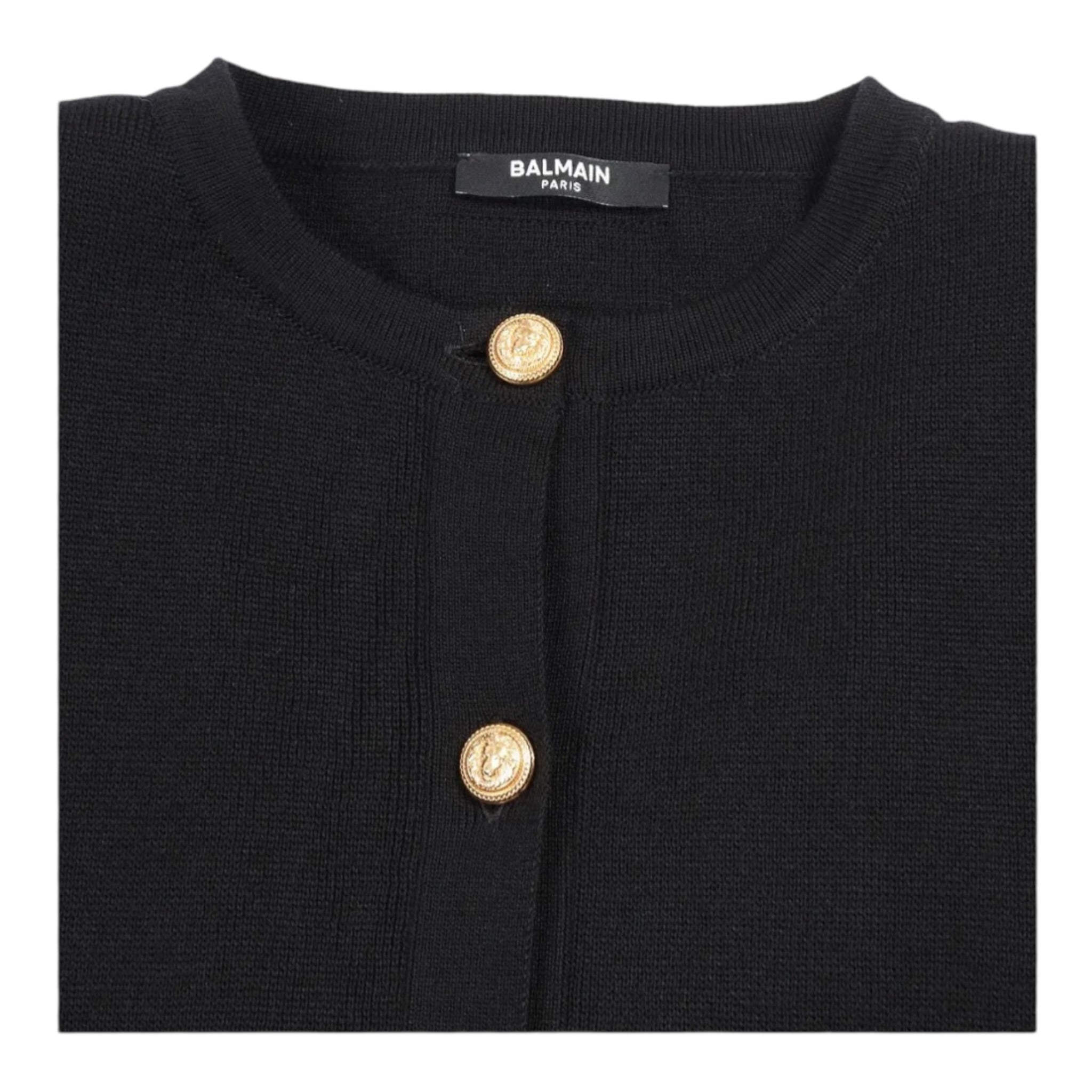 Balmain Cardigan tinta unita con Maniche Peluche Nero per Bambina BX9A70 NERO BALMAIN 