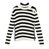 Balmain Maglia Collo Alto Fantasia A Righe Panna/Nero per Bambina M60053 PANNA/NERO BALMAIN 