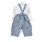 Barcellino Completo 3Pz Camicia Body-Papillon-Salopette-Cardigan Bianco per Neonato 115105 BIANCO BARCELLINO 