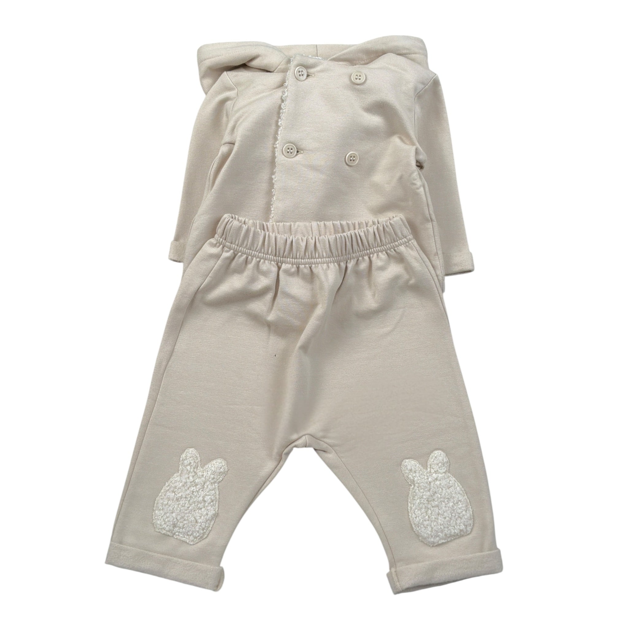 Barcellino Completo 2Pz Cardigan-Pantalone tinta unita Beige per Neonato 125111 BEIGE BARCELLINO 