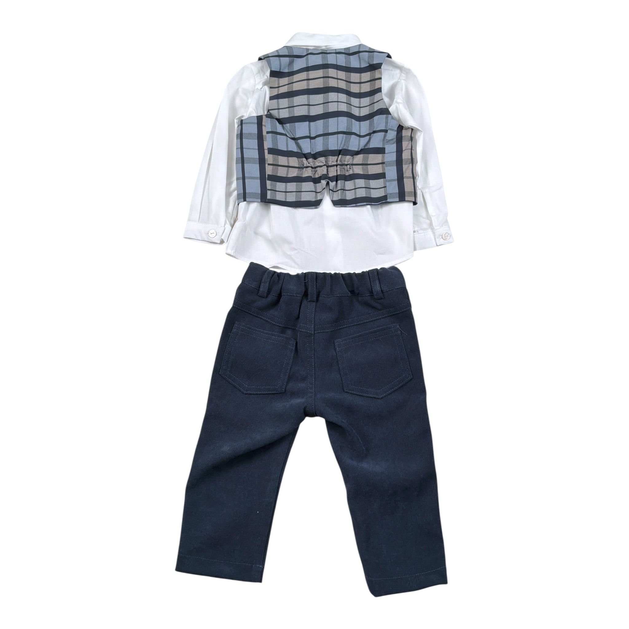 Barcellino Abito Cerimonia 4Pz Camicia-Pantalone-Gilet-Papillon Blu per Neonato 125220 BLU BARCELLINO 