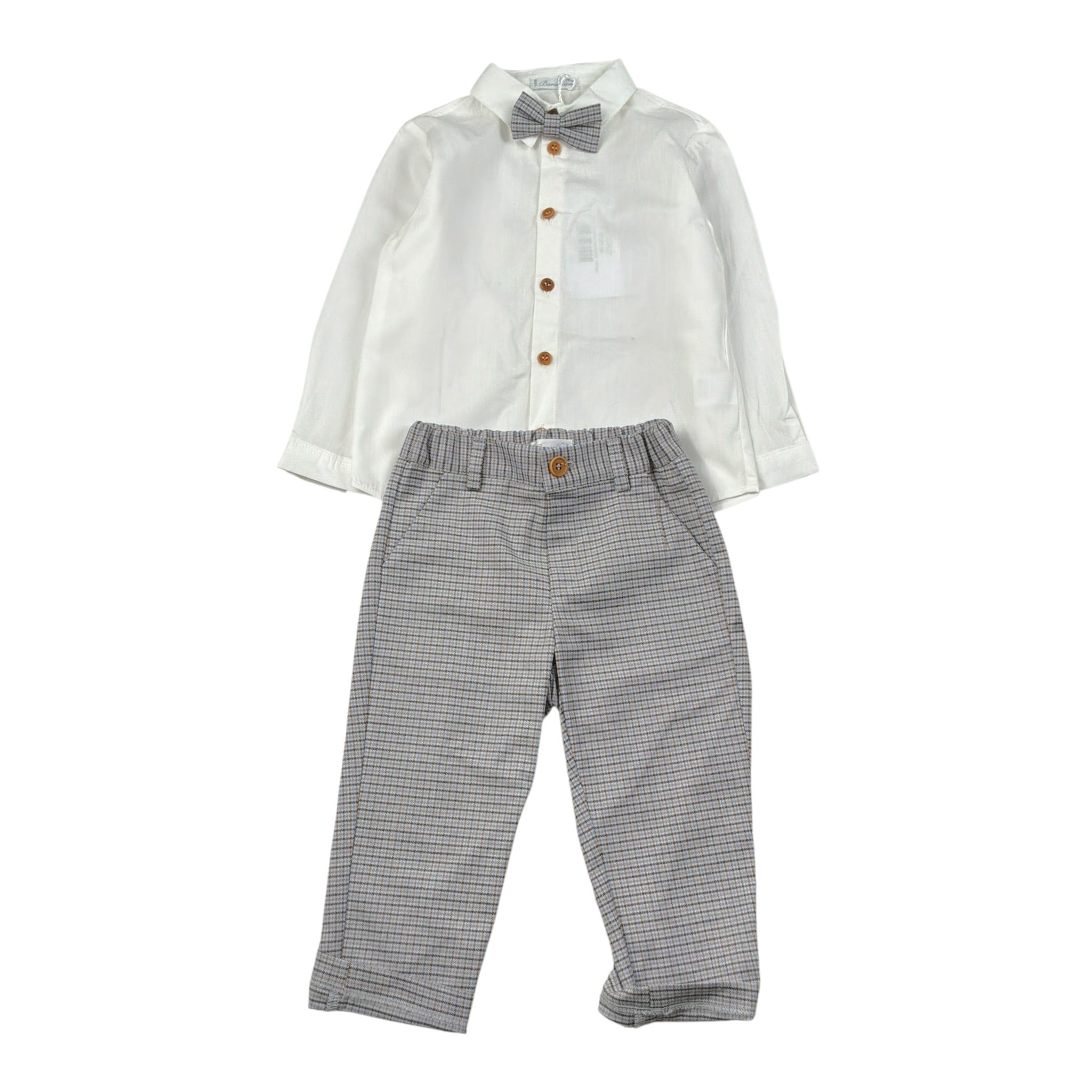 Barcellino Completo 3Pz Pantalone-Camicia-Papillons Bianco per Bambino 125410 BIANCO BARCELLINO 
