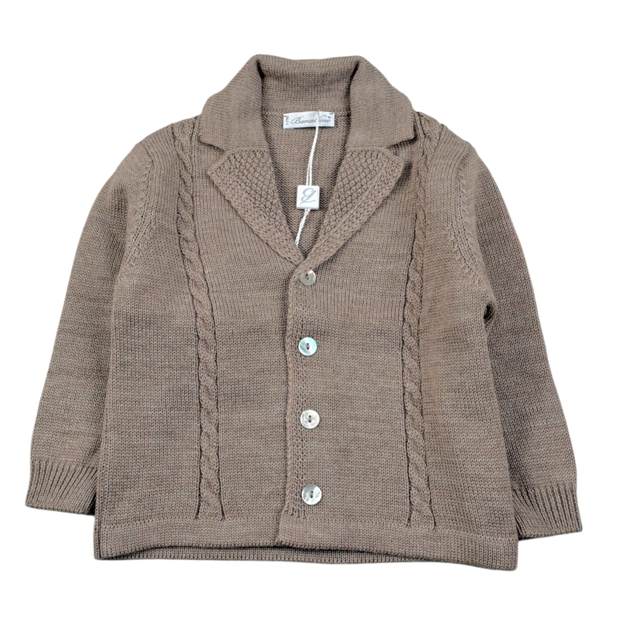 Barcellino Cardigan tinta unita con Bottoni Fango per Neonato 125518 FANGO BARCELLINO 