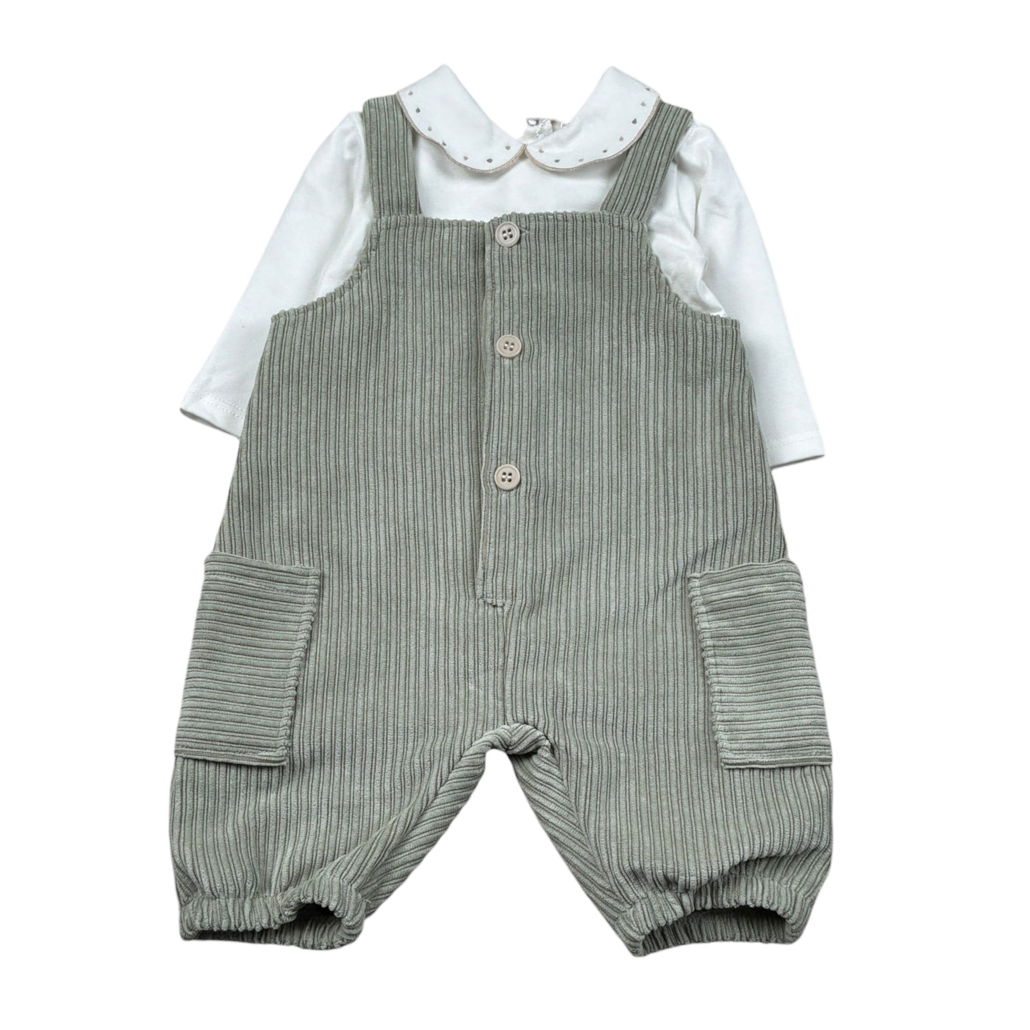 Barcellino Completo 2 Pezzi Camicia-Salopette Verde per Neonato 125609 VERDE BARCELLINO 