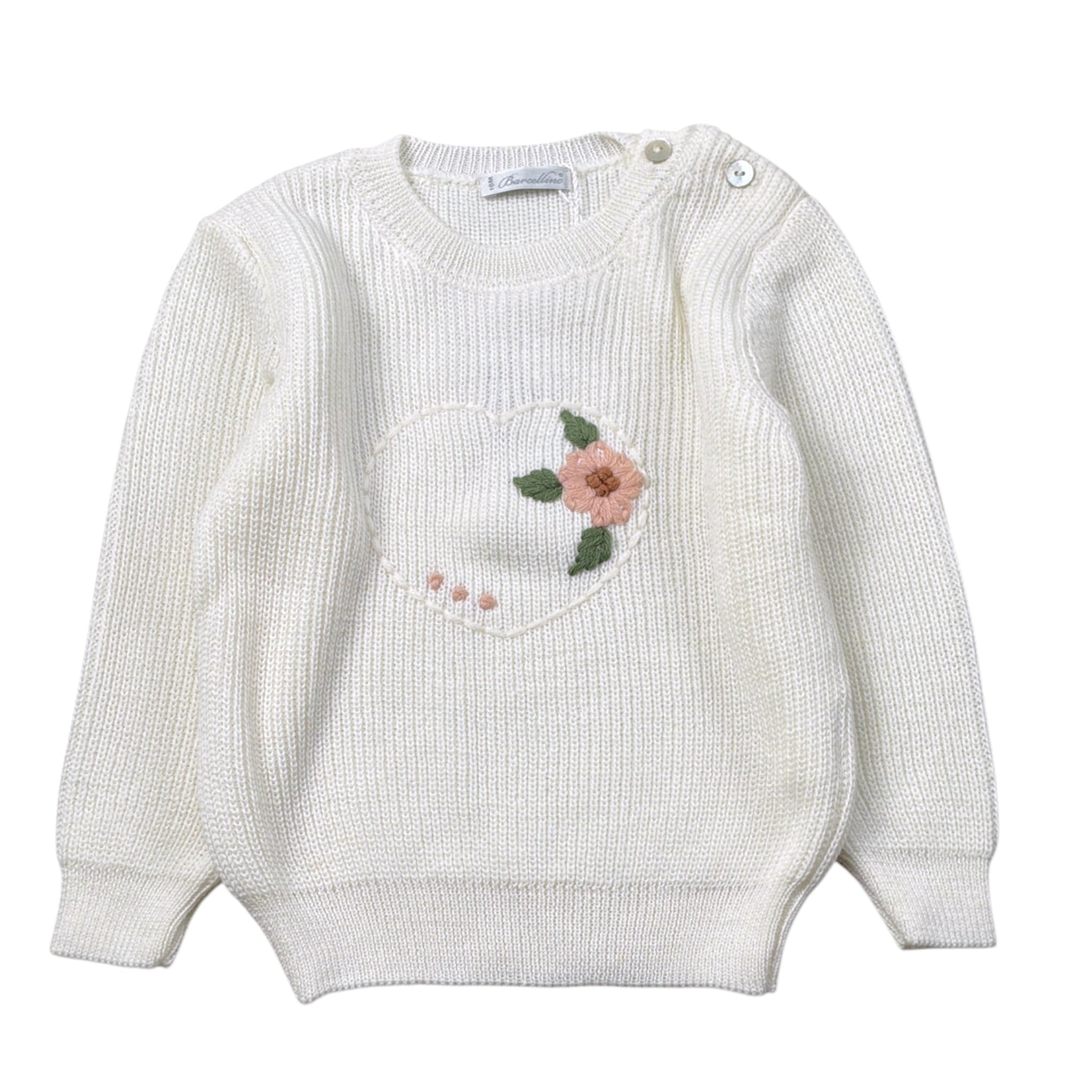 Barcellino Maglia Girocollo tinta unita con Stampa Panna per Bambina 125714J PANNA BARCELLINO 