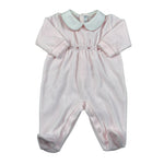 Barcellino Tutina tinta unita In Velluto Rosa per Neonata 126001 ROSA BARCELLINO 