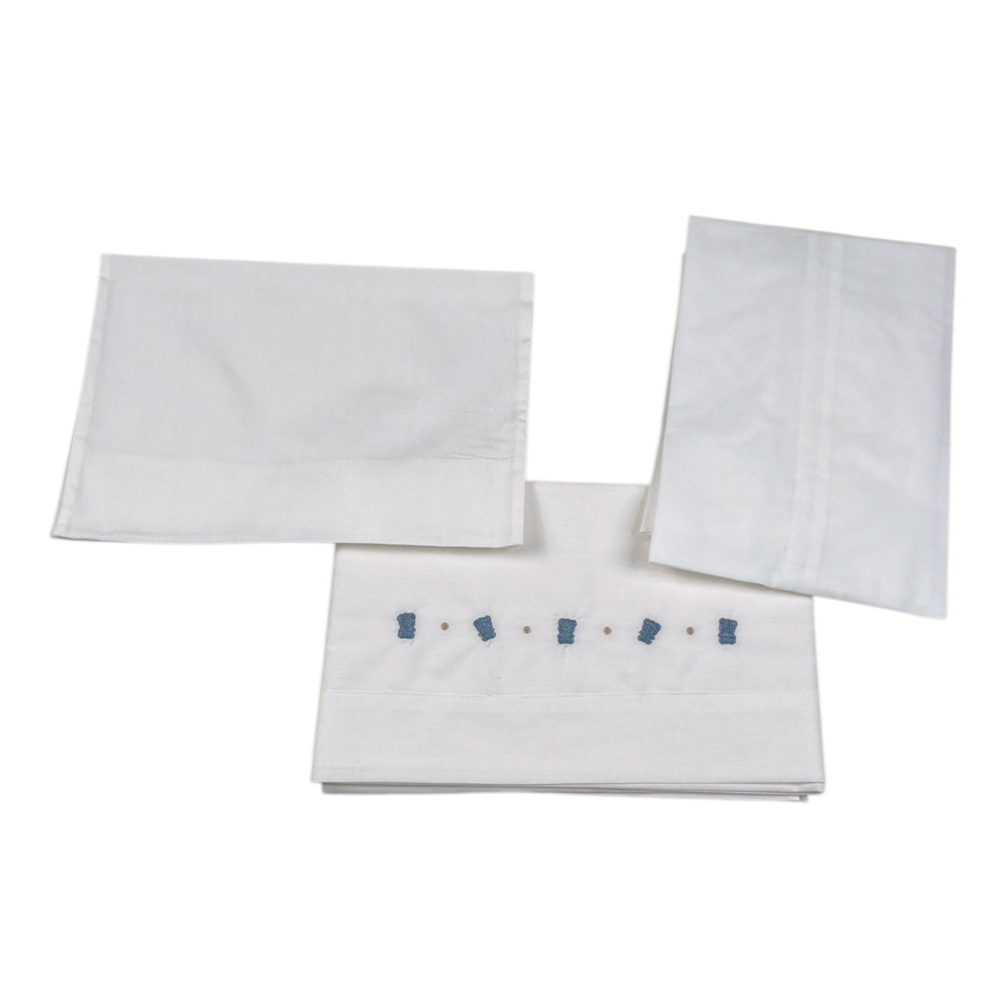 Barcellino Set Lenzuola 3Pz tinta unita con Stampa Bianco per Neonato 126321 BIANCO BARCELLINO 