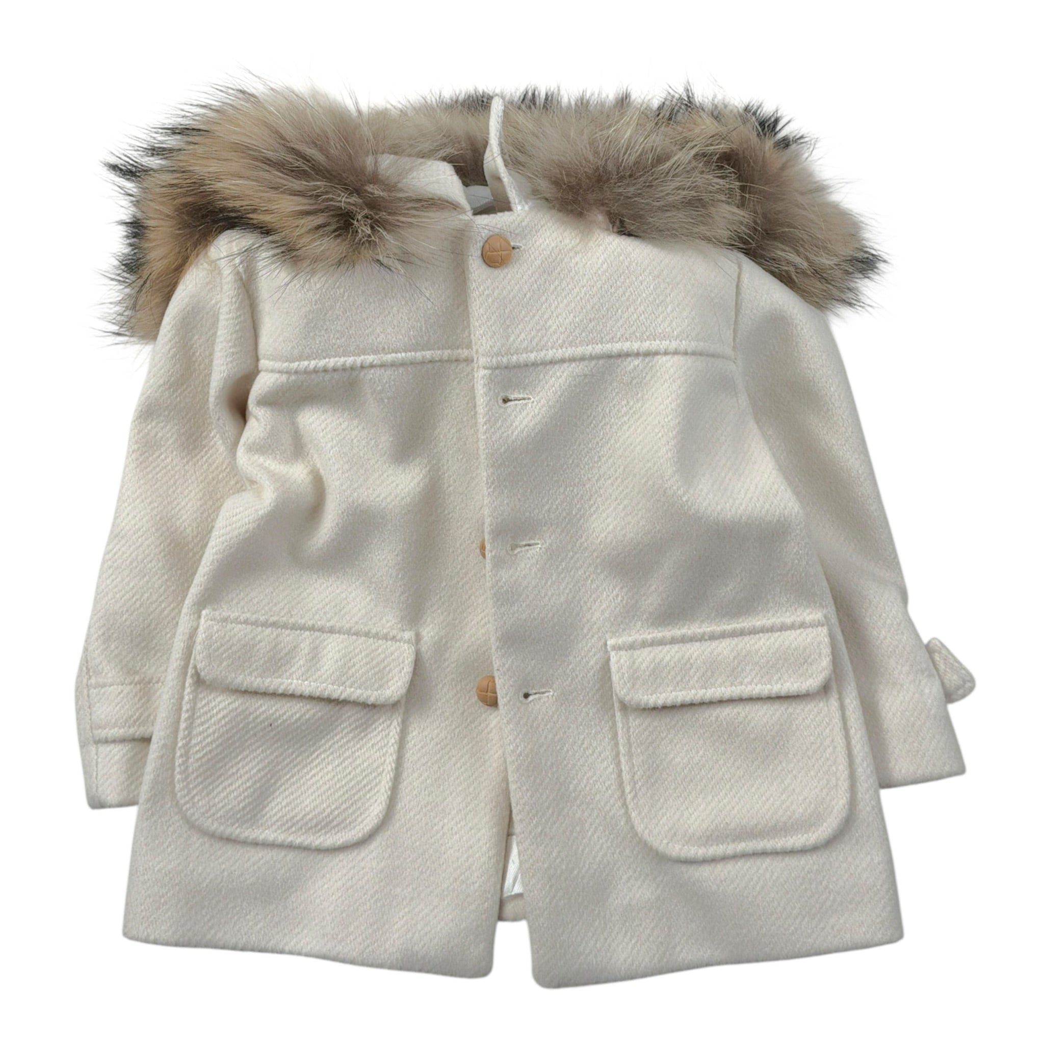 Barcellino Cappotto tinta unita con Cappuccio Panna per Neonata 126405 PANNA BARCELLINO 