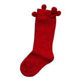 Barcellino Calzini tinta unita con Pon Pon Rosso per Neonata 1277PAI ROSSO BARCELLINO 
