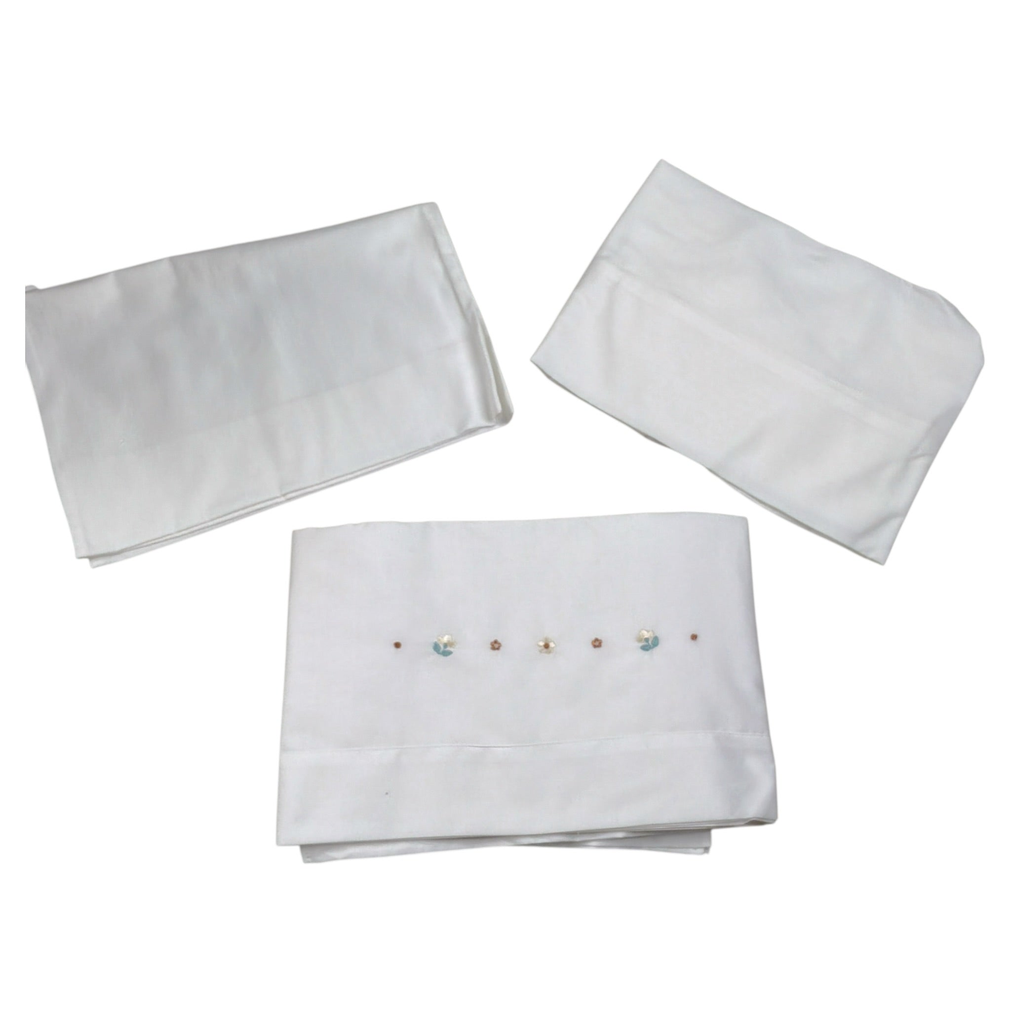 Barcellino Set Lenzuola 3Pz tinta unita con Stampa Bianco per Neonata BO219630 BIANCO BARCELLINO 