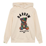 Barrow Kids Felpa Chiusa con Cappuccio tinta unita con Stampa Beige per Bambino F4BKJUHS059 BEIGE BARROW KIDS 