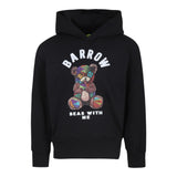 Barrow Kids Felpa Chiusa con Cappuccio tinta unita con Stampa Nero per Bambino F4BKJUHS059 NERO BARROW KIDS 