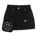 Barrow Kids Gonna In Denim tinta unita con Tasconi Nero per Bambina F5BKJGSK181 NERO BARROW KIDS 