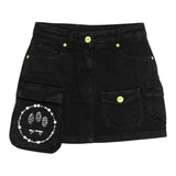 Barrow Kids Gonna In Denim tinta unita con Tasconi Nero per Bambina F5BKJGSK181 NERO BARROW KIDS 
