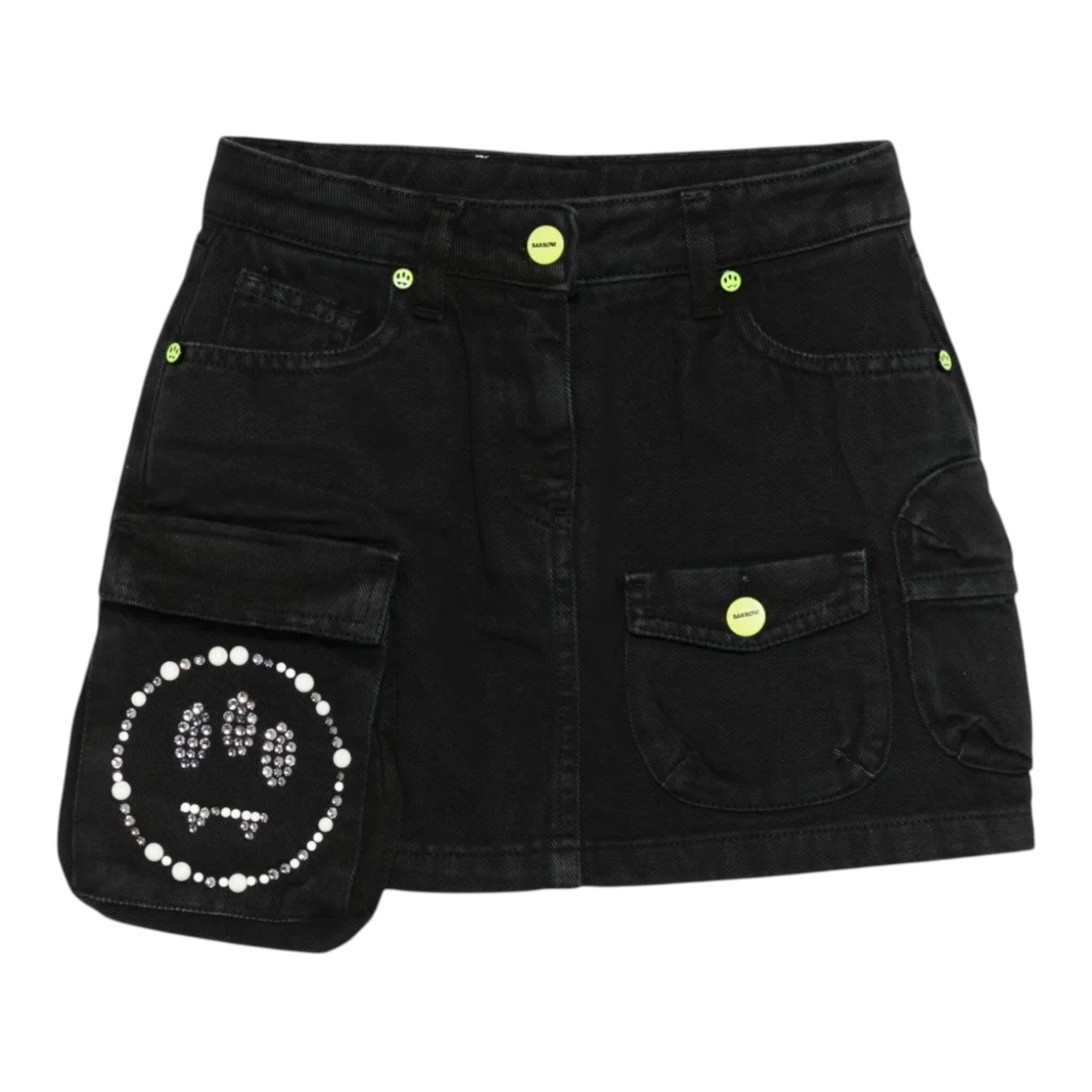 Barrow Kids Gonna In Denim tinta unita con Tasconi Nero per Bambina F5BKJGSK181 NERO BARROW KIDS 