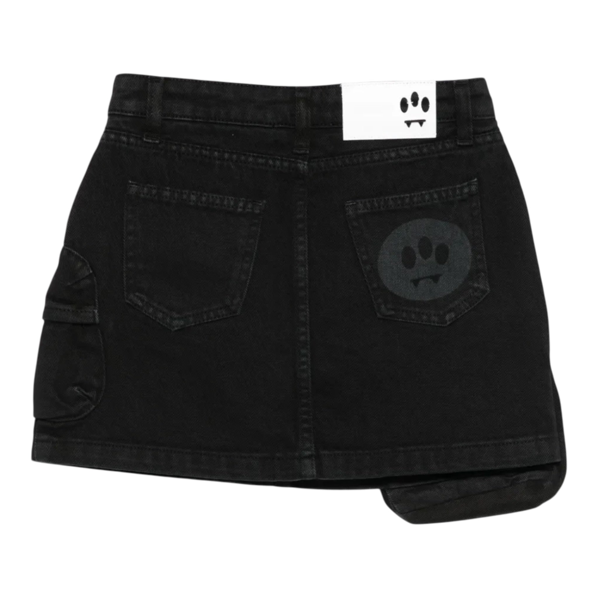 Barrow Kids Gonna In Denim tinta unita con Tasconi Nero per Bambina F5BKJGSK181 NERO BARROW KIDS 