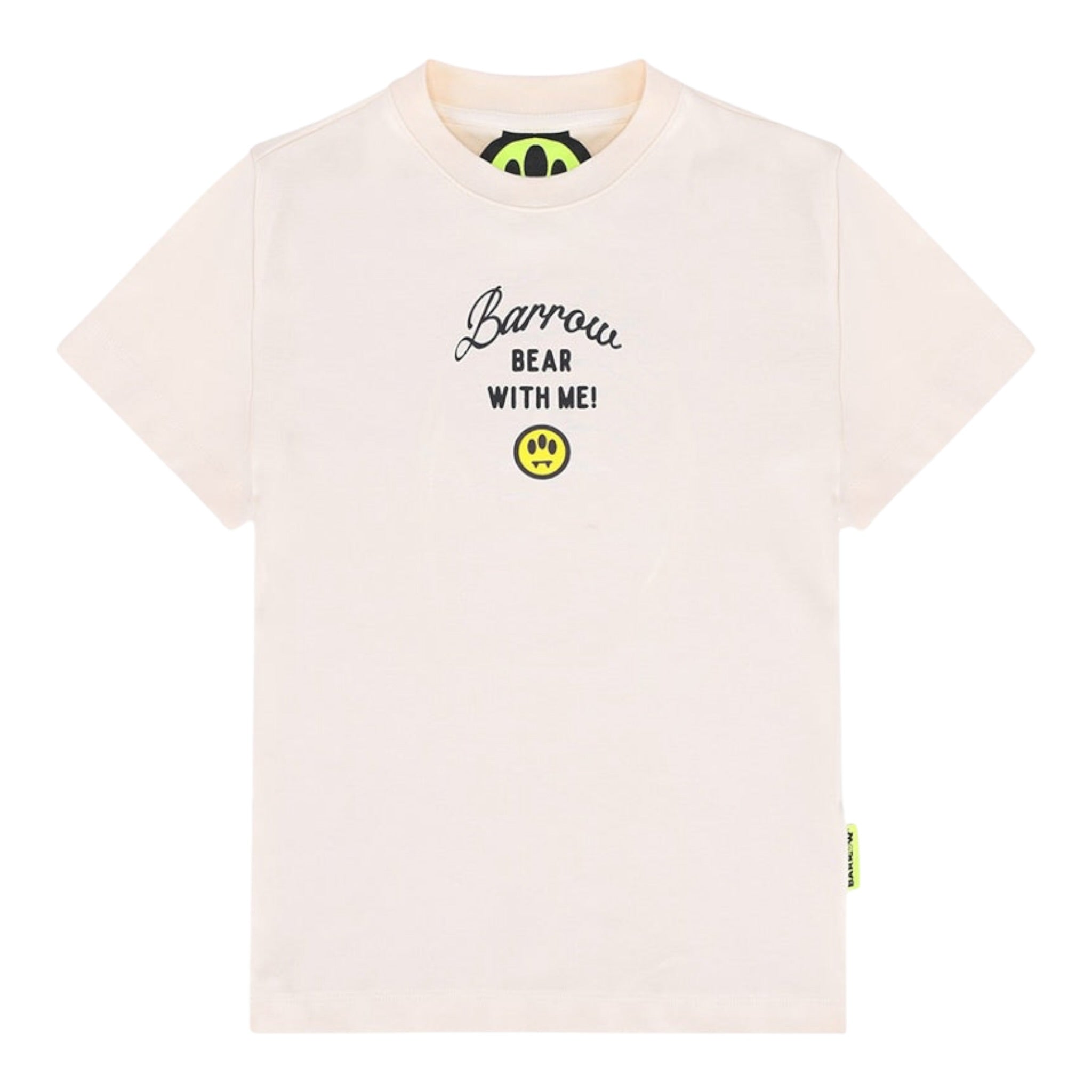 Barrow Kids T-Shirt Girocollo tinta unita con Stampe Crema per Bambino F5BKJGTH133 CREMA BARROW KIDS 
