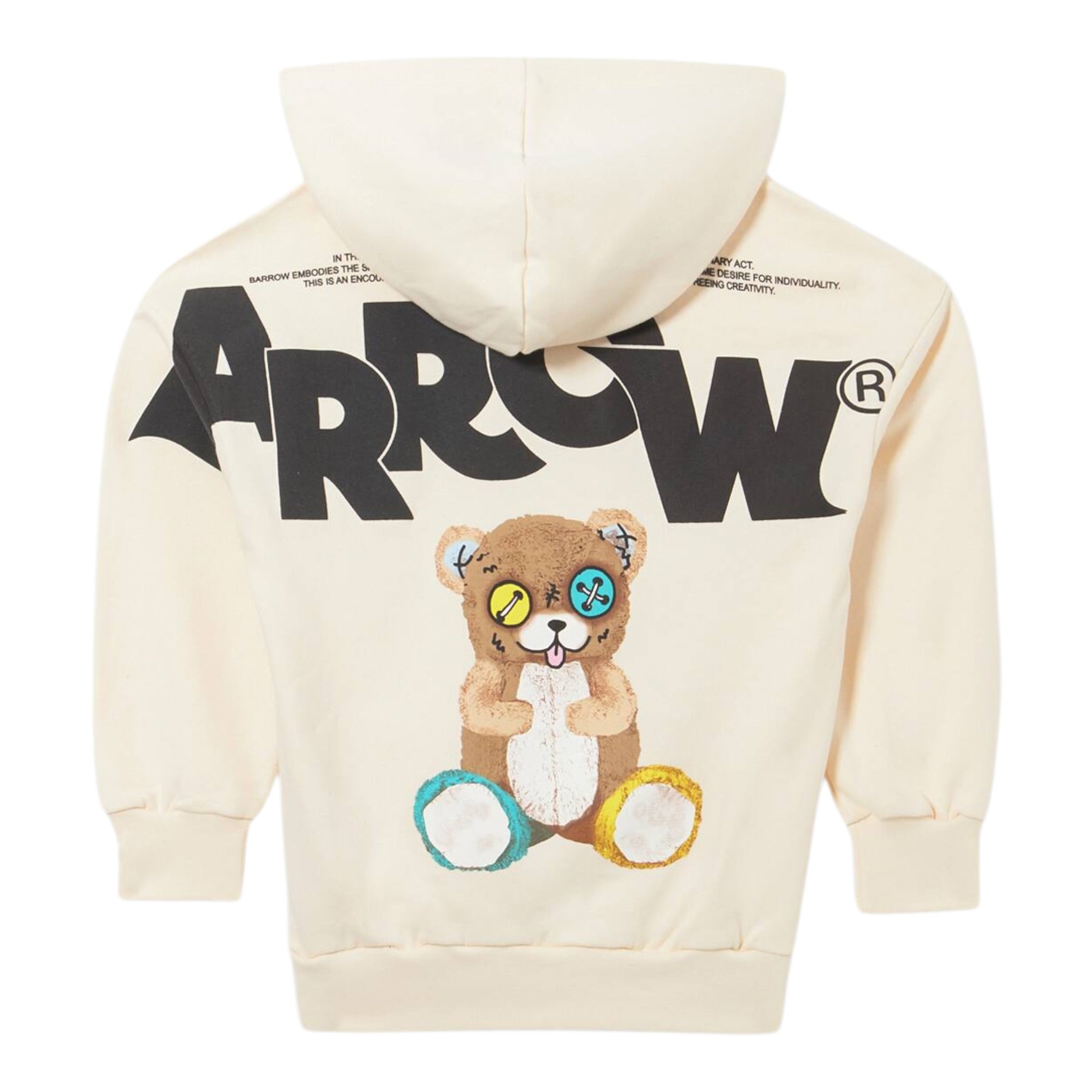 Barrow Kids Felpa Chiusa con Cappuccio tinta unita Panna per Bambino F5BKJUHS045 PANNA BARROW KIDS 