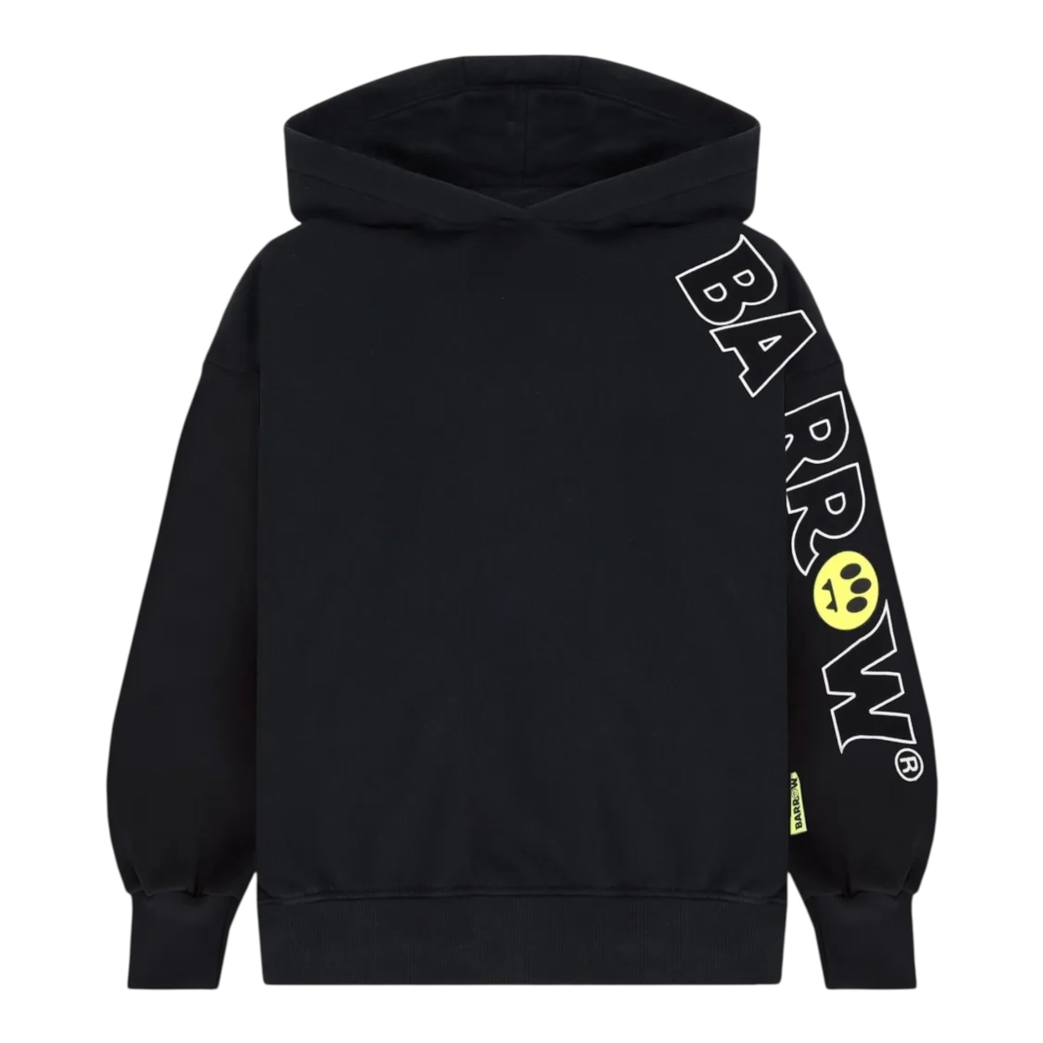 Barrow Kids Felpa tinta unita con Cappuccio E Stampa Nero per Bambino F5BKJUHS056 NERO BARROW KIDS 