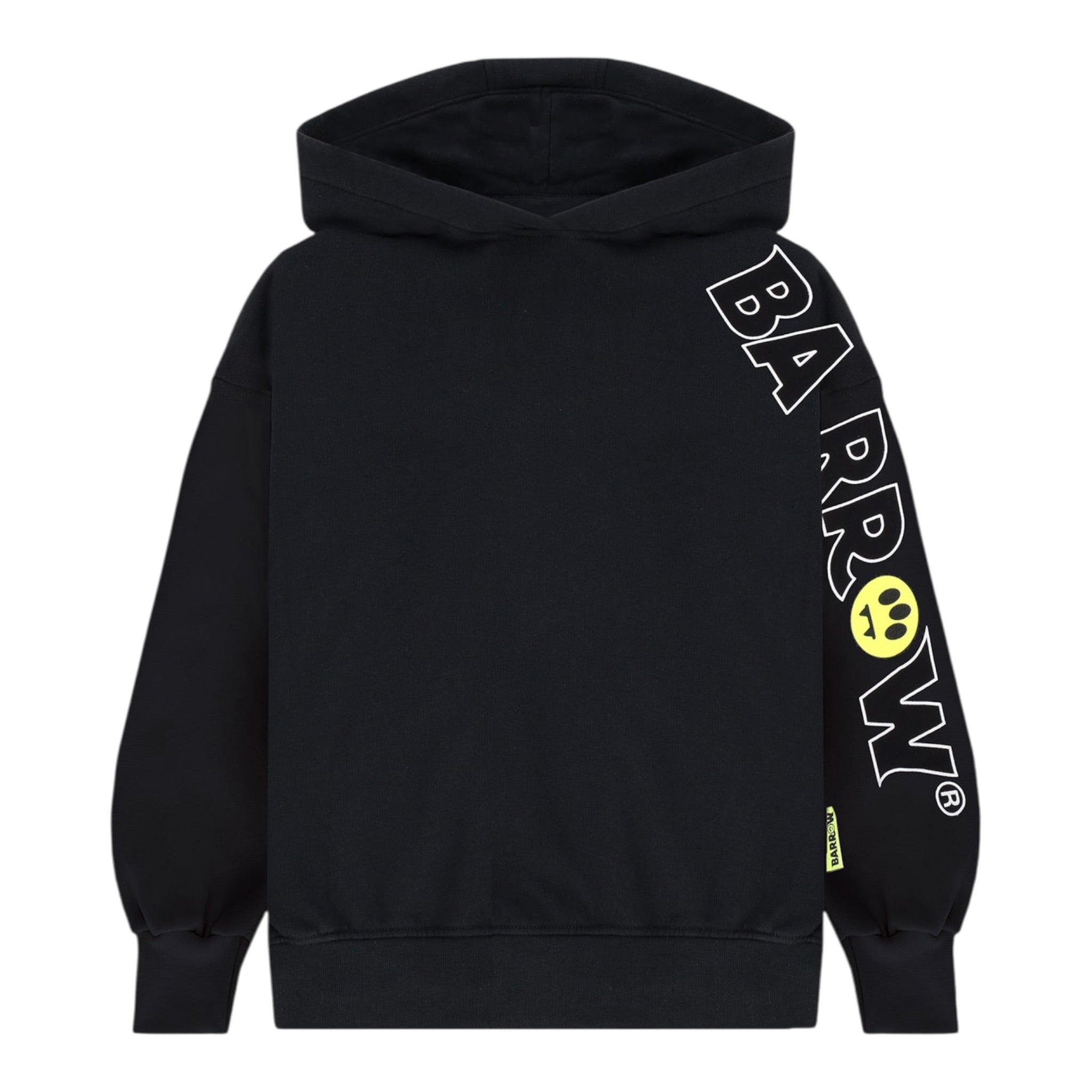 Barrow Kids Felpa tinta unita con Cappuccio E Stampa Nero per Bambino F5BKJUHS056X NERO BARROW KIDS 