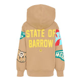 Barrow Kids Felpa tinta unita con Cappuccio E Stampa Beige per Bambino F5BKJUHS078 BEIGE BARROW KIDS 