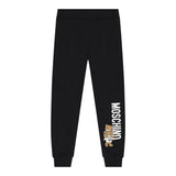 Moschino Pantalone Tuta tinta unita con Logo Nero per Bambino HUP084 NERO MOSCHINO 