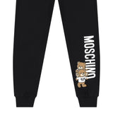 Moschino Pantalone Tuta tinta unita con Logo Nero per Bambino HUP084 NERO MOSCHINO 
