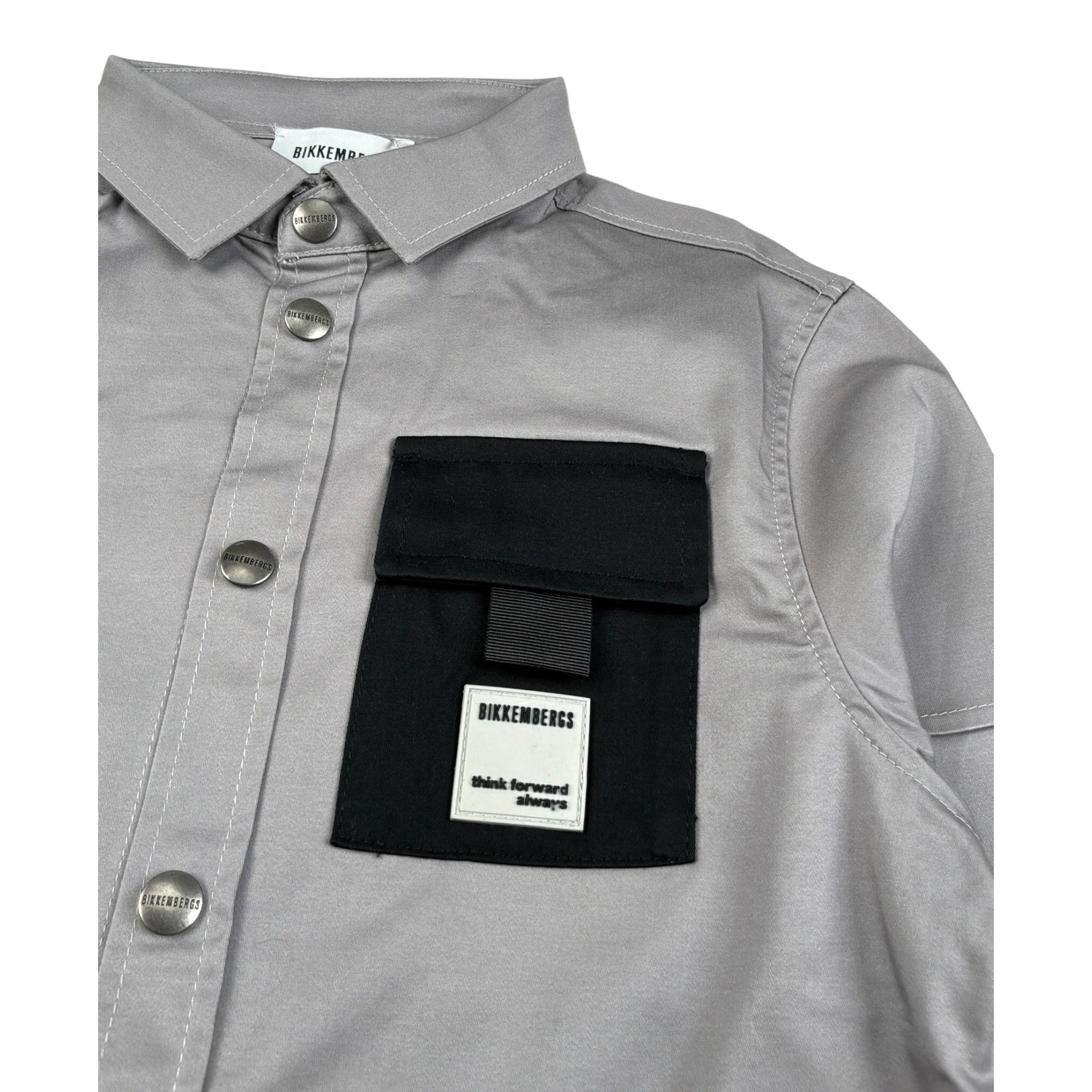Bikkembergs Camicia Manica Lunga tinta unita Grigio per Bambino BK3514 GRIGIO BiKKEMBERGS 