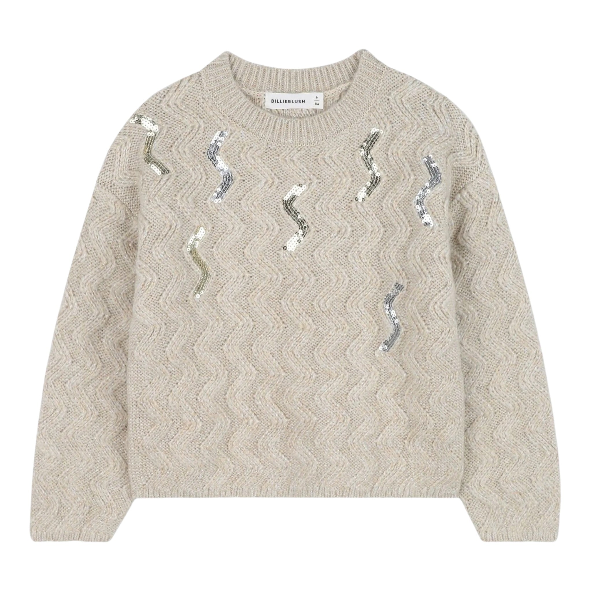 Billieblush Maglia Girocollo tinta unita con Paillettes Beige per Neonata 5U21382 BEIGE BillIEBLUSH 
