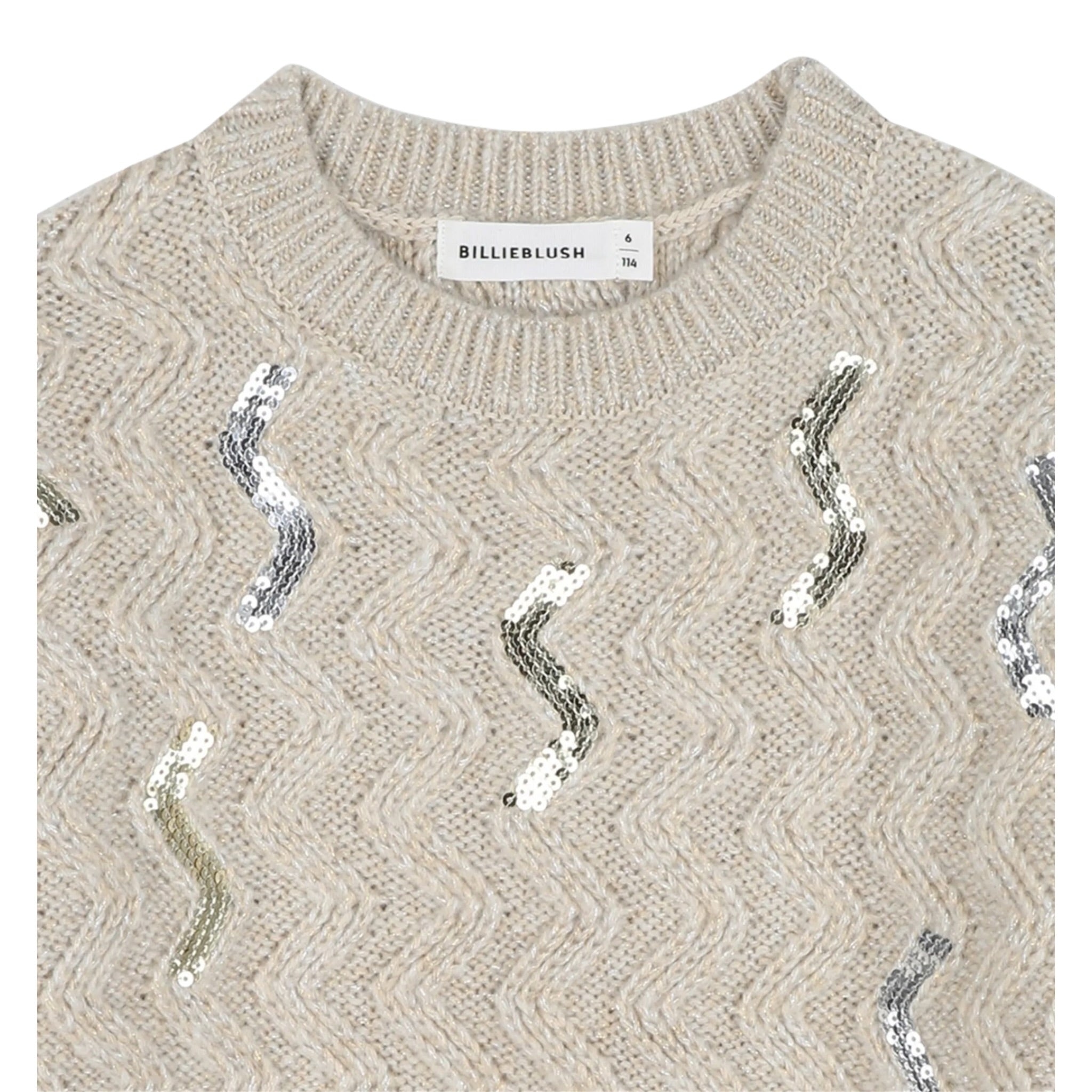 Billieblush Maglia Girocollo tinta unita con Paillettes Beige per Neonata 5U21382 BEIGE BillIEBLUSH 