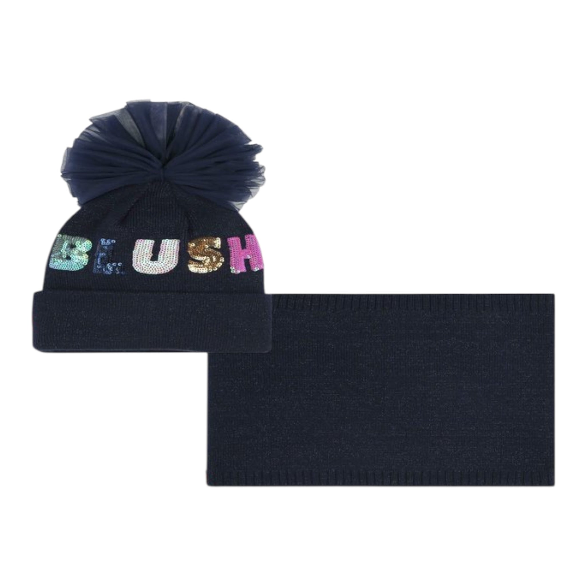 Billieblush Set Cappello Sciarpa tinta unita Blu per Neonata U20611 BLU BillIEBLUSH 