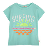 Billieblush T-Shirt Girocollo tinta unita con Stampa Verde Acqua per Bambina U20949 VERDE ACQUA BillIEBLUSH 