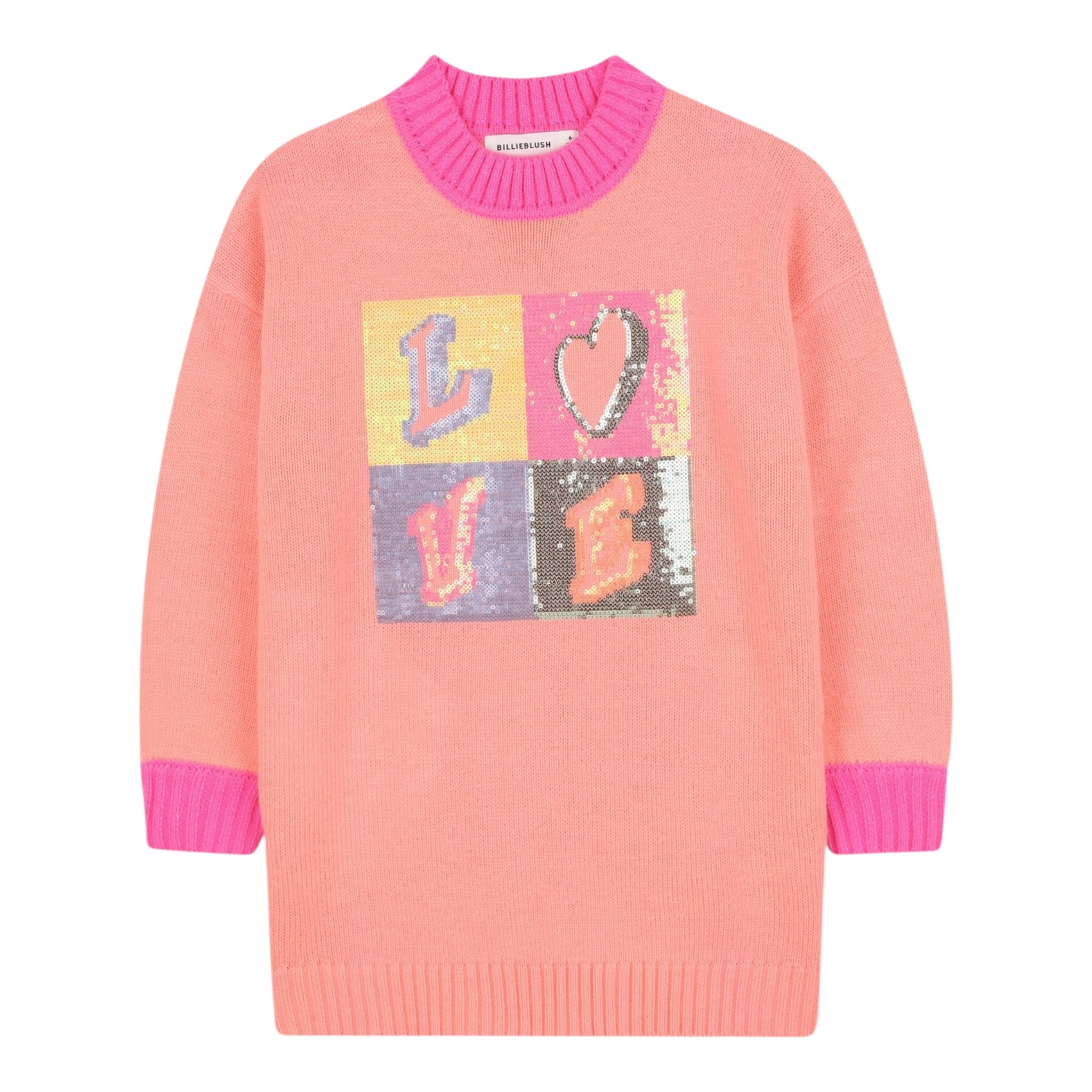 Billieblush Abito Manica Lunga tinta unita con Paillettes Pesca per Bambina U21283 PESCA BillIEBLUSH 