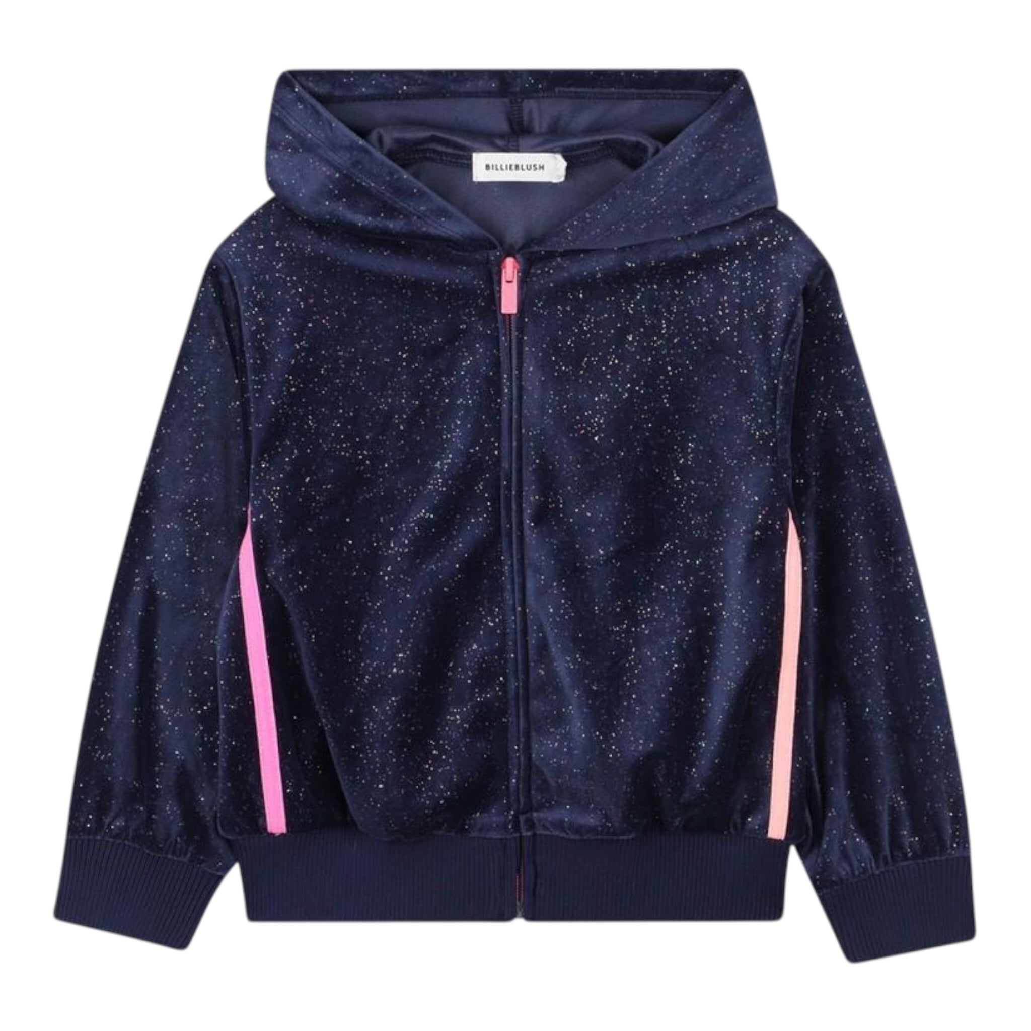 Billieblush Felpa con Zip E Cappuccio tinta unita In Ciniglia Blu per Bambina U21365 BLU BillIEBLUSH 