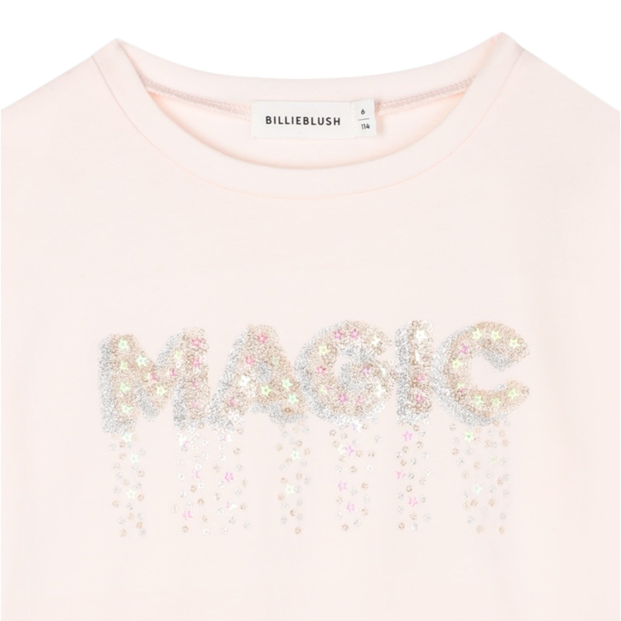 Billieblush Shirt Girocollo tinta unita con Paillettes Rosa per Bambina U21407 ROSA BillIEBLUSH 