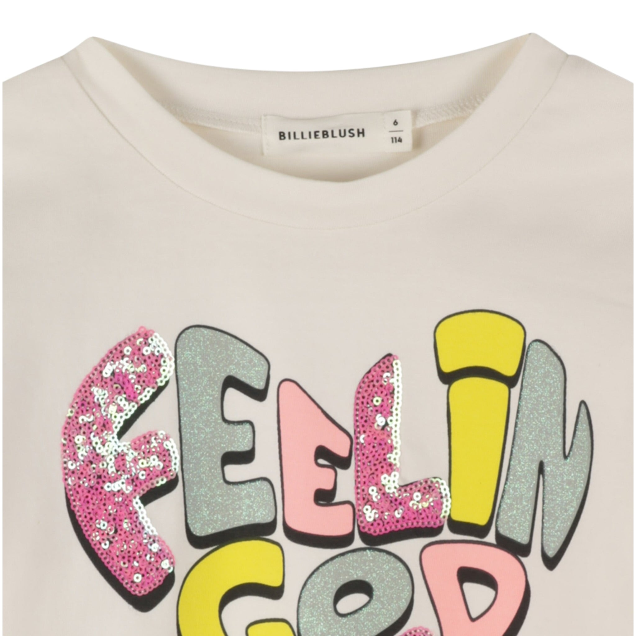 Billieblush Shirt Girocollo tinta unita con Paillettes Panna per Bambina U21424 PANNA BillIEBLUSH 