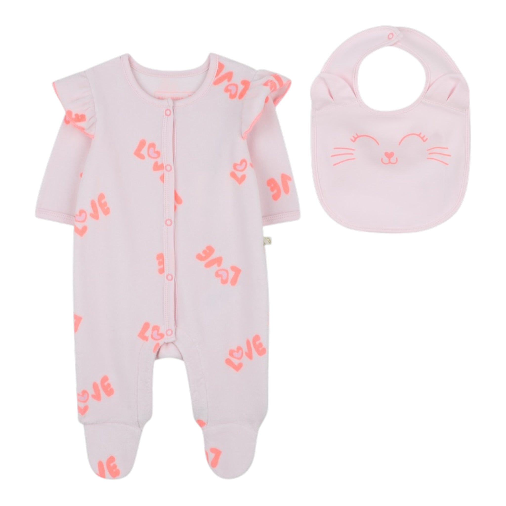 Billieblush Tutina Manica Lunga In Cinigia con Bavetta Rosa per Neonata U21440 ROSA BillIEBLUSH 