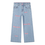 Billieblush Jeans tinta unita con Ricami Azzurro per Bambina U21591 AZZURRO BillIEBLUSH 