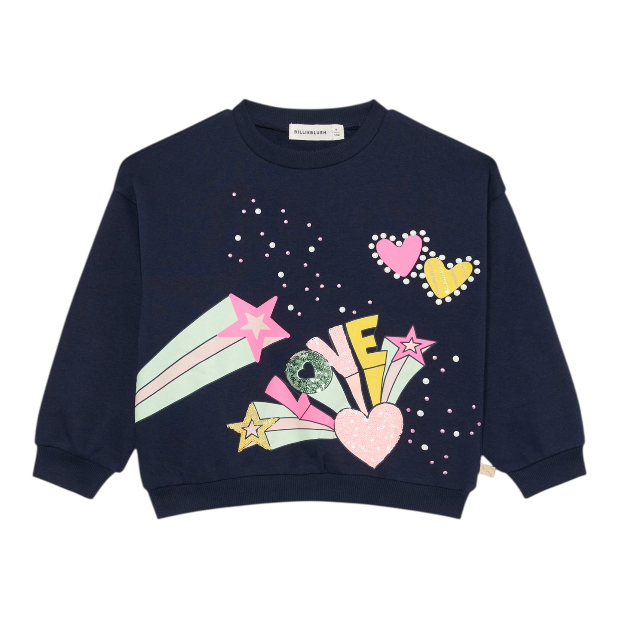 Billieblush Felpa tinta unita con Stampa Blu per Bambina U21603 BLU BillIEBLUSH 
