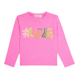 Billieblush Shirt Girocollo tinta unita con Stampa Rosa Fluo per Bambina U21606 ROSA FLUO BillIEBLUSH 