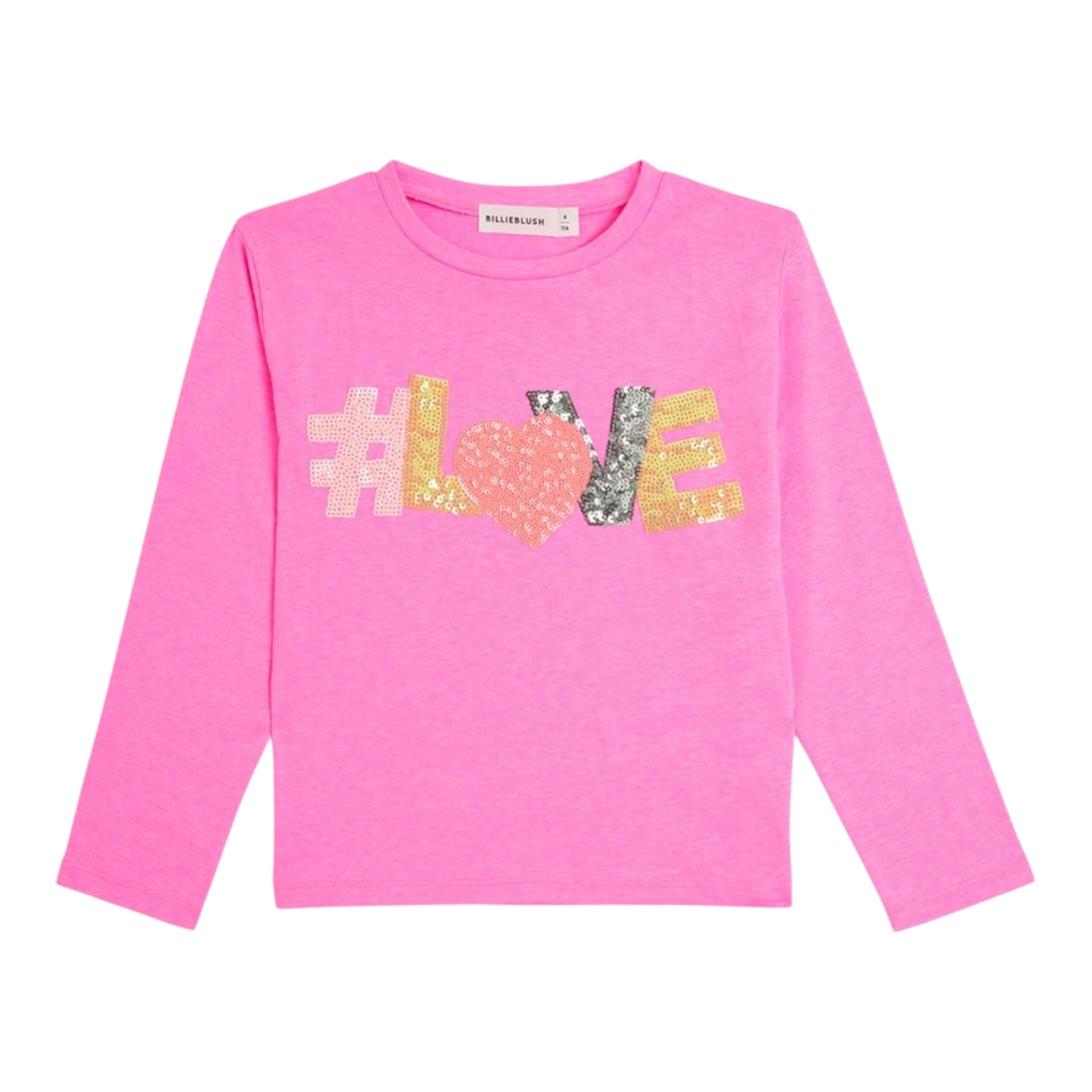 Billieblush Shirt Girocollo tinta unita con Stampa Rosa Fluo per Bambina U21606 ROSA FLUO BillIEBLUSH 