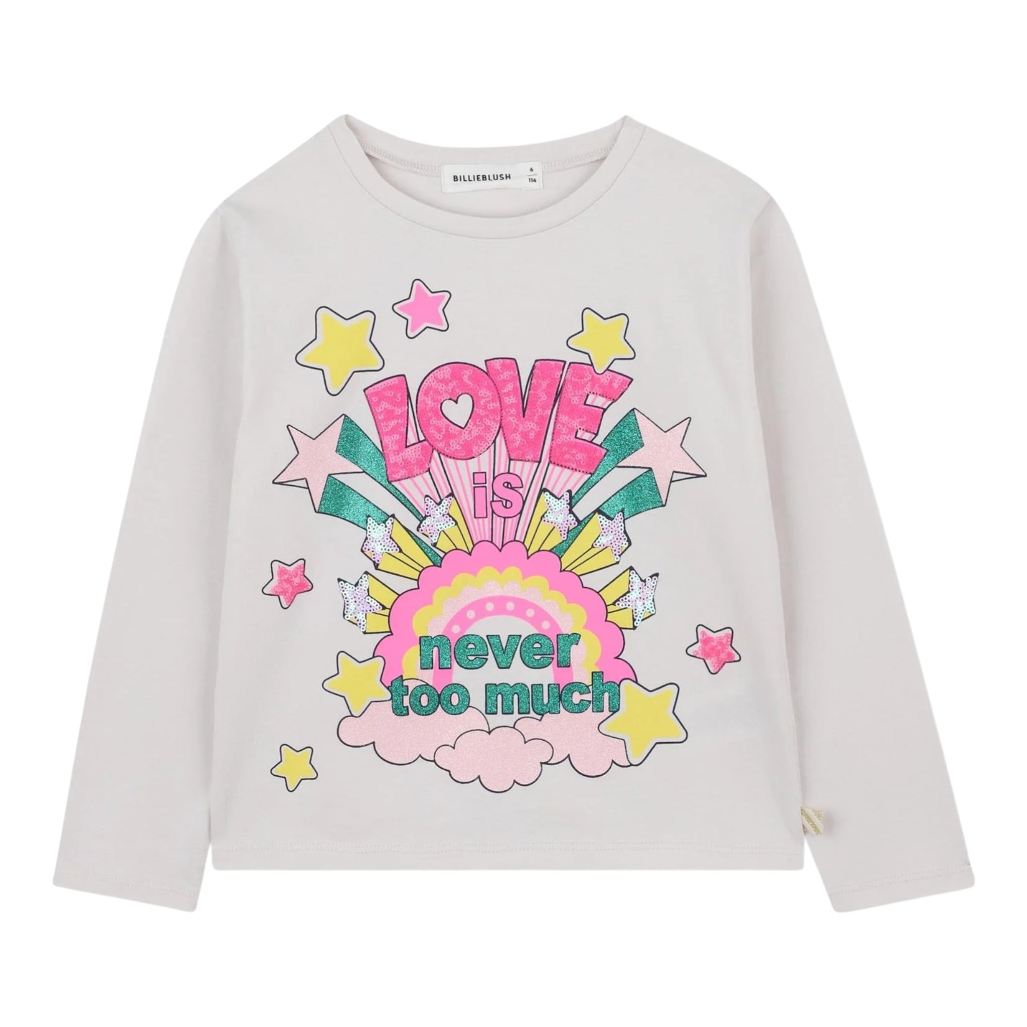 Billieblush Shirt Girocollo tinta unita con Paillettes Avorio per Bambina U21608 AVORIO BillIEBLUSH 