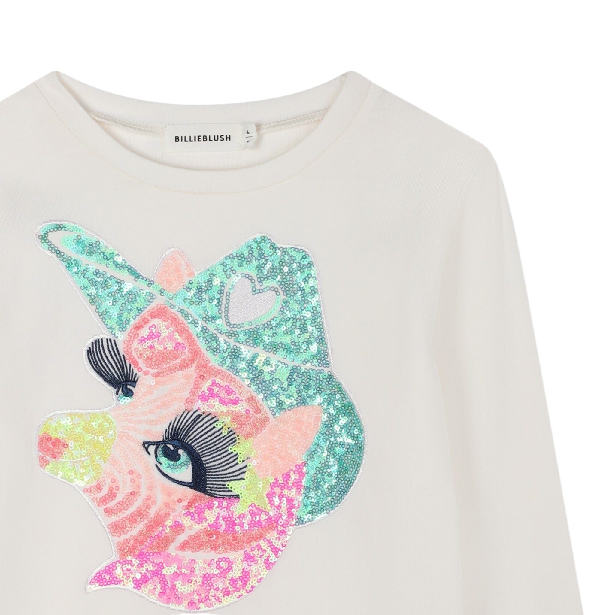 Billieblush Shirt Girocollo tinta unita con Paillettes Panna per Bambina U21610 PANNA BillIEBLUSH 