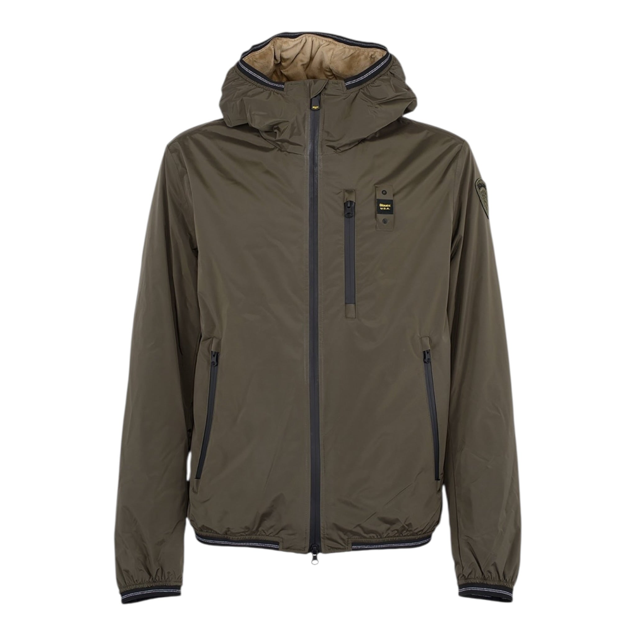 Blauer Giubbino tinta unita con Cappuccio Verde per Bambino 23WBLKC11220 VERDE BLAUER 