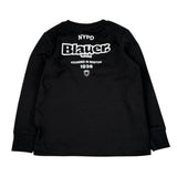 Blauer Shirt tinta unita con Stampa Nero per Bambino 25BLKH01476 NERO BLAUER 