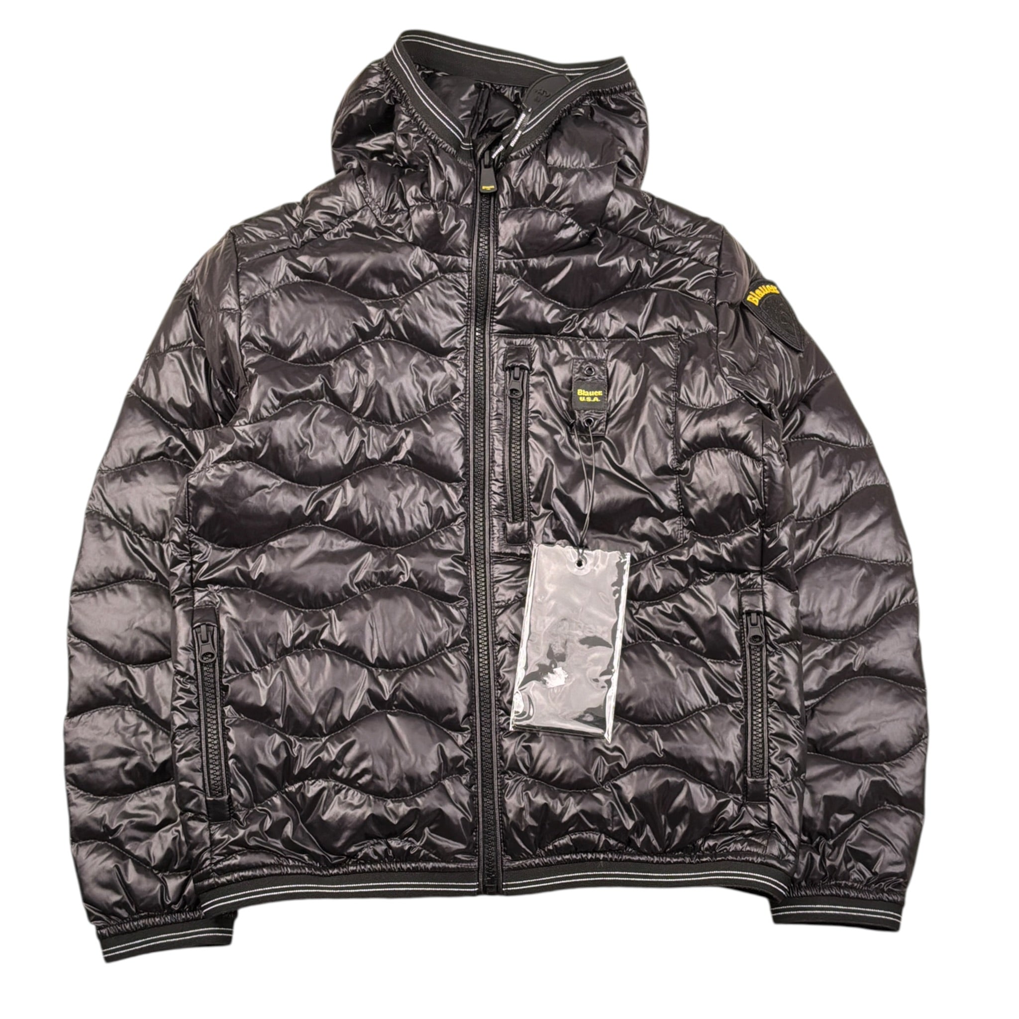 Blauer Giubbino tinta unita con Zip E Cappuccio Nero per Bambino 25SBLKC03416 NERO BLAUER 