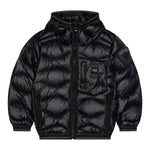 Blauer Giubbino tinta unita con Zip E Cappuccio Nero per Bambino 25SBLKC03416X NERO BLAUER 