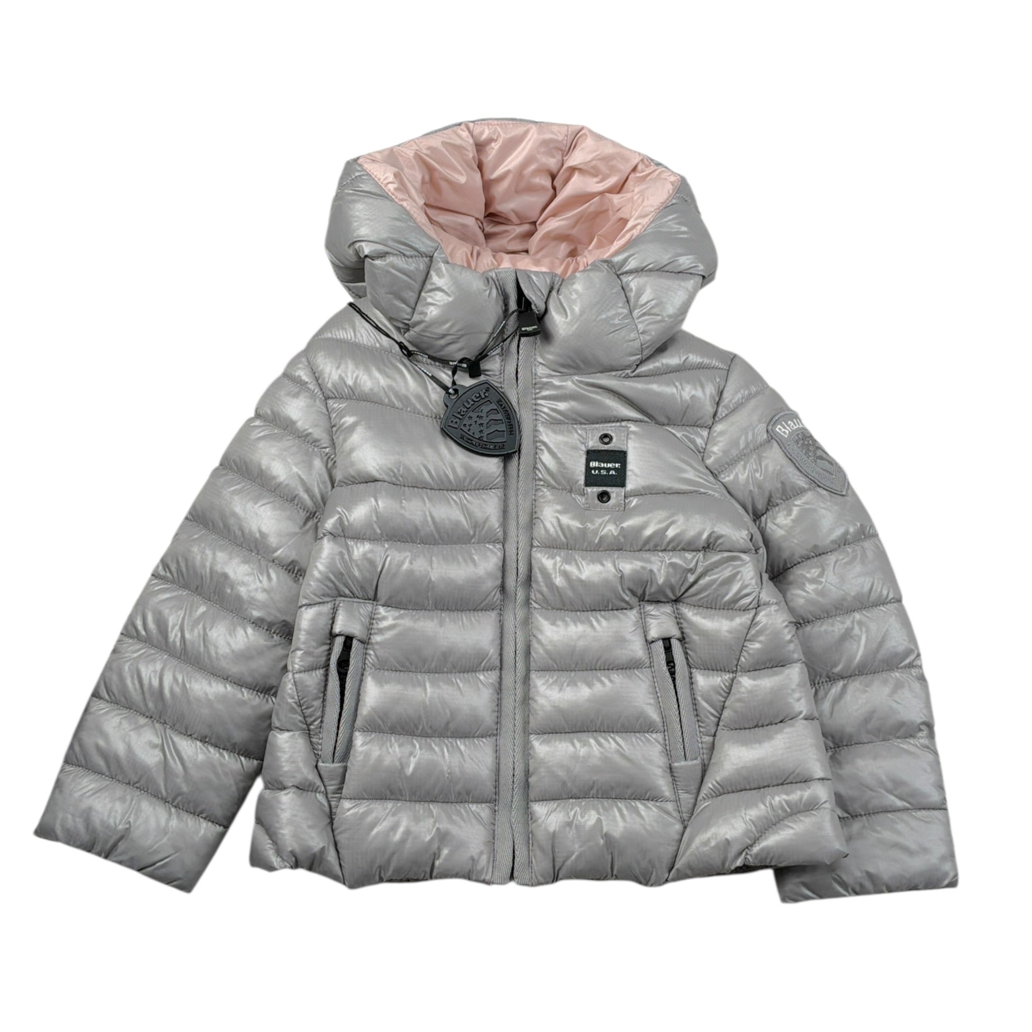 Blauer Giubbino tinta unita con Zip E Cappuccio Grigio per Bambina 25WBLGC02391 GRIGIO BLAUER 