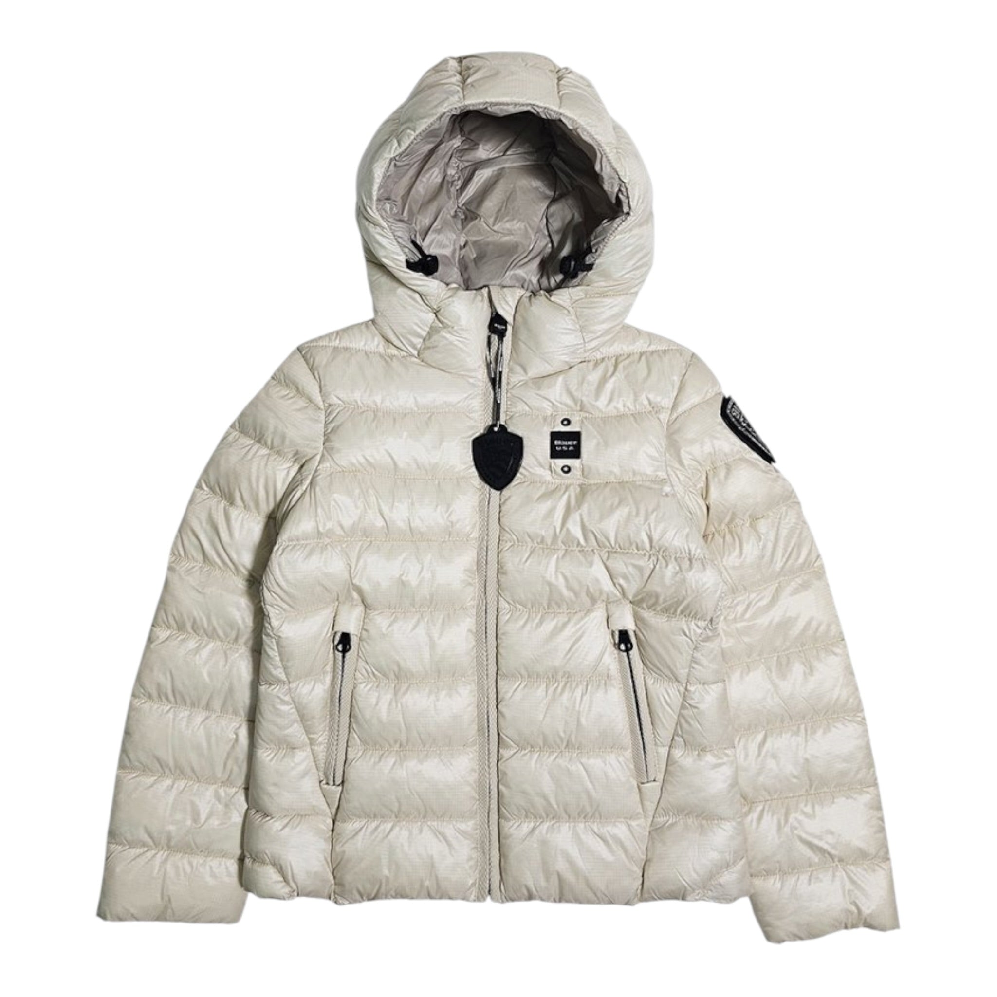 Blauer Giubbino tinta unita con Zip E Cappuccio Beige per Bambina 25WBLGC02391X BEIGE BLAUER 